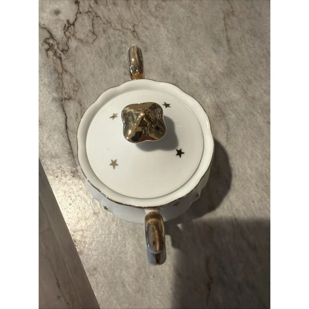 Vtg  Lefton Order of the Eastern Star 1950s Porcelain Sugar Bowl Gold‎ Trim